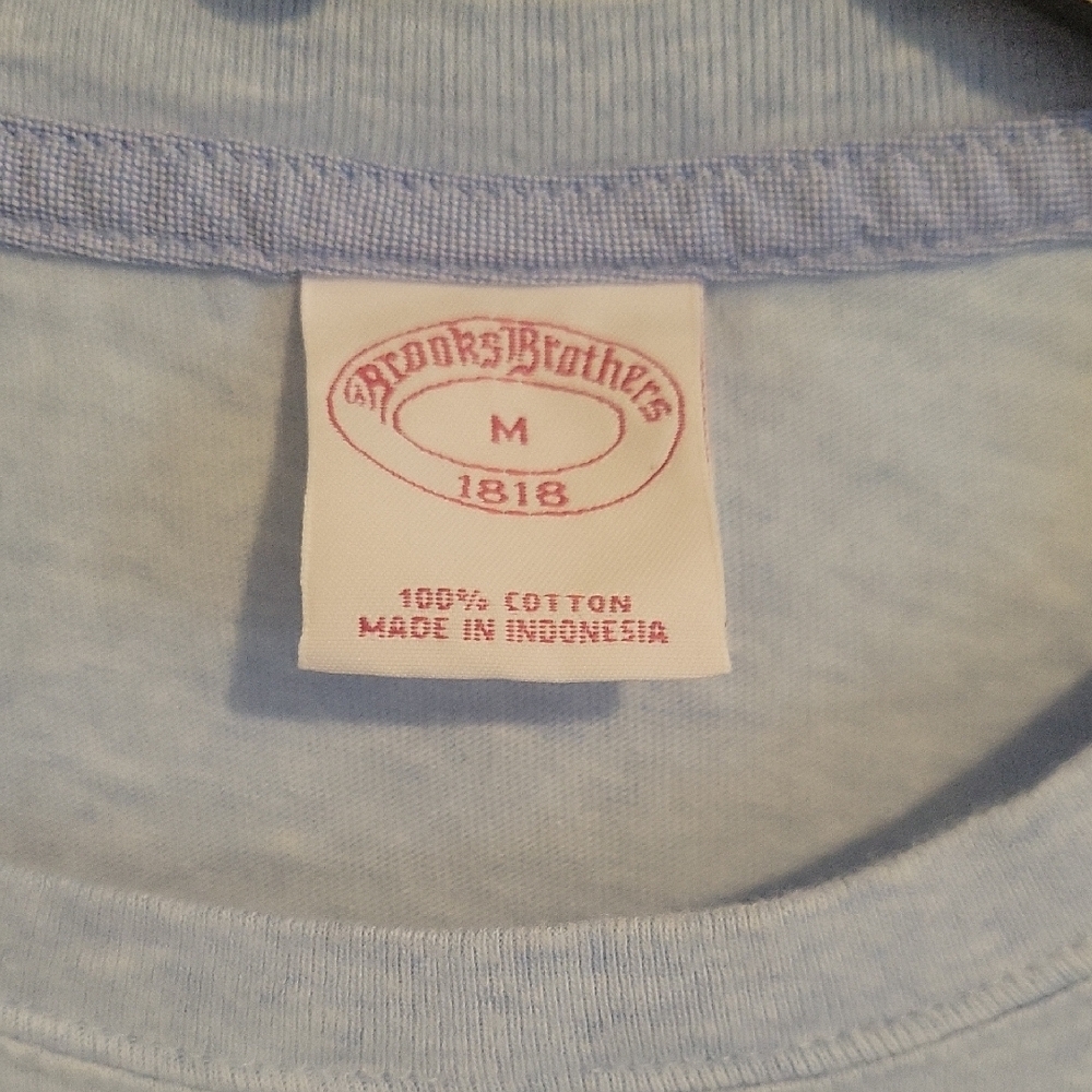 Brooks Brothers 100% cotton Mens SzMed Light Heather Blue Men's T-Shirt - Picture 2 of 5